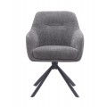 Modern&aacute; industri&aacute;lna jed&aacute;lensk&aacute; stolička Egon s otočn&yacute;m čal&uacute;nen&yacute;m sedadlom v sivej farbe s čiernou kovovou podstavou 59 cm