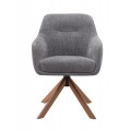 Dizajnov&aacute; &scaron;kandin&aacute;vska otočn&aacute; jed&aacute;lensk&aacute; stolička Egon so siv&yacute;m poťahom s jemn&yacute;m leskom a hned&yacute;mi dubov&yacute;mi nohami 59 cm