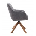 Dizajnov&aacute; &scaron;kandin&aacute;vska otočn&aacute; jed&aacute;lensk&aacute; stolička Egon so siv&yacute;m poťahom s jemn&yacute;m leskom a hned&yacute;mi dubov&yacute;mi nohami 59 cm
