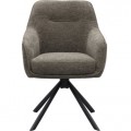 Modern&aacute; industri&aacute;lna otočn&aacute; jed&aacute;lensk&aacute; stolička Egon s hnedosiv&yacute;m taupe poťahom a čiernou kovovou podstavou 59 cm
