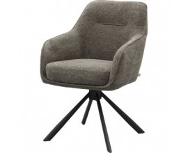 Modern&aacute; industri&aacute;lna otočn&aacute; jed&aacute;lensk&aacute; stolička Egon s hnedosiv&yacute;m taupe poťahom a čiernou kovovou podstavou 59 cm