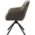Modern&aacute; industri&aacute;lna otočn&aacute; jed&aacute;lensk&aacute; stolička Egon s hnedosiv&yacute;m taupe poťahom a čiernou kovovou podstavou 59 cm