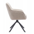 Modern&aacute; otočn&aacute; jed&aacute;lensk&aacute; stolička Egon so svetl&yacute;m b&eacute;žov&yacute;m poťahom s dizajnom ľanu s čiernymi kovov&yacute;mi nohami 59 cm