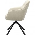 Dizajnov&aacute; modern&aacute; jed&aacute;lensk&aacute; stolička Egon s otočn&yacute;m sedadlom s bielym pieskov&yacute;m čal&uacute;nen&iacute;m a čiernou kovovou podstavou 59 cm