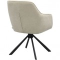 Dizajnov&aacute; modern&aacute; jed&aacute;lensk&aacute; stolička Egon s otočn&yacute;m sedadlom s bielym pieskov&yacute;m čal&uacute;nen&iacute;m a čiernou kovovou podstavou 59 cm
