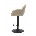 Modern&aacute; &scaron;kandin&aacute;vska v&yacute;&scaron;kovo nastaviteľn&aacute; barov&aacute; stolička Egon s b&eacute;žov&yacute;m poťahom s jemn&yacute;m leskom a čiernou podstavou 110 cm