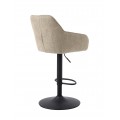 Modern&aacute; &scaron;kandin&aacute;vska v&yacute;&scaron;kovo nastaviteľn&aacute; barov&aacute; stolička Egon s b&eacute;žov&yacute;m poťahom s jemn&yacute;m leskom a čiernou podstavou 110 cm