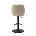 Modern&aacute; &scaron;kandin&aacute;vska v&yacute;&scaron;kovo nastaviteľn&aacute; barov&aacute; stolička Egon s b&eacute;žov&yacute;m poťahom s jemn&yacute;m leskom a čiernou podstavou 110 cm