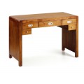 Luxusný masívny pracovný stôl Flash s piatimi zásuvkami z exotického dreva mindi
