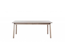 Modern&yacute; &scaron;kandin&aacute;vsky jed&aacute;lensk&yacute; st&ocirc;l Arken v bielom dubovom preveden&iacute; s rozkladacou obdĺžnikovou doskou 190-290 cm