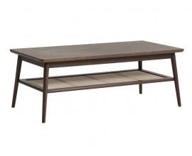 Dizajnov&yacute; retro obdĺžnikov&yacute; konferenčn&yacute; stol&iacute;k Aarhus v dubovom tmavom hnedom preveden&iacute; s policou s ratanov&yacute;m v&yacute;pletom 120 cm