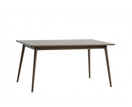 Dizajnový retro tmavý hnedý jedálenský stôl Aarhus s obdĺžnikovou rozkladacou vrchnou doskou a šikmými nohami 150-240 cm