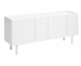 Moderný štvordverový obdĺžnikový príborník Arvila v bielej farbe 160 cm