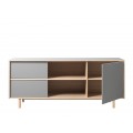 Luxusn&yacute; modern&yacute; obdĺžnikov&yacute; trojdverov&yacute; TV stol&iacute;k Norvila s dvomi policami v hnedej a sivej farbe 180 cm