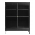Modern&aacute; industri&aacute;lna dvojdverov&aacute; knižnica Farver z kovu v čiernej farbe so sklenenou v&yacute;plňou 140 cm