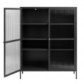 Modern&aacute; industri&aacute;lna dvojdverov&aacute; knižnica Farver z kovu v čiernej farbe so sklenenou v&yacute;plňou 140 cm