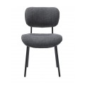 Dizajnov&aacute; industri&aacute;lna jed&aacute;lensk&aacute; stolička Hruna so siv&yacute;m bukl&eacute; poťahom a čiernou kovovou kon&scaron;trukciou 83 cm
