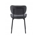 Dizajnov&aacute; industri&aacute;lna jed&aacute;lensk&aacute; stolička Hruna so siv&yacute;m bukl&eacute; poťahom a čiernou kovovou kon&scaron;trukciou 83 cm