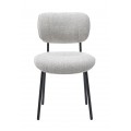 Modern&aacute; bukl&eacute; jed&aacute;lensk&aacute; stolička Hruna so &scaron;t&iacute;hlou čiernou kovovou kon&scaron;trukciou a bielosiv&yacute;m poťahom 83 cm
