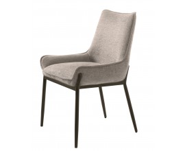 Modern&aacute; čal&uacute;nen&aacute; jed&aacute;lensk&aacute; stolička Beryl so svetl&yacute;m hned&yacute;m poťahom a čiernou kovovou podstavou 84 cm