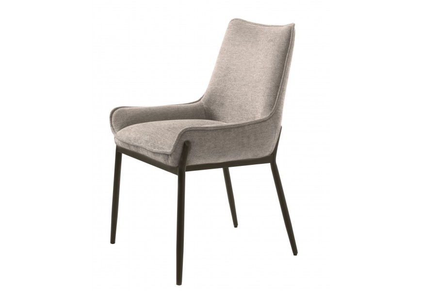 Modern&aacute; čal&uacute;nen&aacute; jed&aacute;lensk&aacute; stolička Beryl so svetl&yacute;m hned&yacute;m poťahom a čiernou kovovou podstavou 84 cm