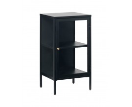 Modern&yacute; industri&aacute;lny jednodverov&yacute; pr&iacute;born&iacute;k Soeren z čierneho kovu s presklen&yacute;mi dvierkami a lesklou zlatou &uacute;chytkou 45 cm