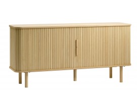 &Scaron;kandin&aacute;vsky dubov&yacute; pr&iacute;born&iacute;k Elbe v pr&iacute;rodnej svetlej hnedej farbe s dvomi posuvn&yacute;mi dvierkami s lamelov&yacute;m dizajnom 160 cm