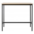 Modern&yacute; industri&aacute;lny obdĺžnikov&yacute; barov&yacute; st&ocirc;l Holstebro so svelou dubovo hnedou doskou a čiernou kon&scaron;trukciou 120 cm