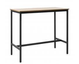 Modern&yacute; industri&aacute;lny obdĺžnikov&yacute; barov&yacute; st&ocirc;l Holstebro so svelou dubovo hnedou doskou a čiernou kon&scaron;trukciou 120 cm