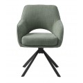 &Scaron;kandin&aacute;vska otočn&aacute; jed&aacute;lensk&aacute; stolička Mille s opierkami na ruky a &scaron;alviovo zelen&yacute;m poťahom s čiernou podstavou 86 cm