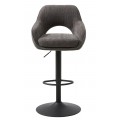 Industri&aacute;lna otočn&aacute; v&yacute;&scaron;kovo nastaviteľn&aacute; barov&aacute; stolička Mille so siv&yacute;m ženilkov&yacute;m poťahom a čiernou kovovou nohou 111 cm