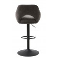 Industri&aacute;lna otočn&aacute; v&yacute;&scaron;kovo nastaviteľn&aacute; barov&aacute; stolička Mille so siv&yacute;m ženilkov&yacute;m poťahom a čiernou kovovou nohou 111 cm