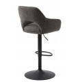 Industri&aacute;lna otočn&aacute; v&yacute;&scaron;kovo nastaviteľn&aacute; barov&aacute; stolička Mille so siv&yacute;m ženilkov&yacute;m poťahom a čiernou kovovou nohou 111 cm