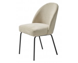 Modern&aacute; industri&aacute;lna b&eacute;žov&aacute; jed&aacute;lensk&aacute; stolička Zila s poťahom so ženilkov&yacute;m fini&scaron;om a kovov&yacute;mi nohami v čiernej farbe