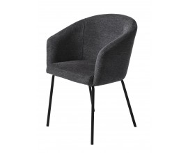 Modern&aacute; siv&aacute; jed&aacute;lensk&aacute; stolička Idun s hladko tkan&yacute;m poťahom v grafitovom mel&iacute;rovanom preveden&iacute; s bočn&yacute;mi a chrbtovou opierkou v jednom celku so &scaron;t&iacute;hlymi čiernymi nohami z kovu