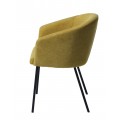 Modern&aacute; jed&aacute;lensk&aacute; stolička Idun s opierkami na ruky so žlt&yacute;m hladk&yacute;m poťahom a čiernymi kovov&yacute;mi nohami 80 cm