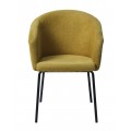 Modern&aacute; jed&aacute;lensk&aacute; stolička Idun s opierkami na ruky so žlt&yacute;m hladk&yacute;m poťahom a čiernymi kovov&yacute;mi nohami 80 cm