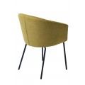Modern&aacute; jed&aacute;lensk&aacute; stolička Idun s opierkami na ruky so žlt&yacute;m hladk&yacute;m poťahom a čiernymi kovov&yacute;mi nohami 80 cm