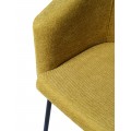 Modern&aacute; jed&aacute;lensk&aacute; stolička Idun s opierkami na ruky so žlt&yacute;m hladk&yacute;m poťahom a čiernymi kovov&yacute;mi nohami 80 cm