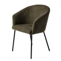 Industriálna škandinávska jedálenská stolička Idun s opierkou v tvare U s hladkým melírovaným poťahom v olivovej zelenej farbe  s čiernymi kovovými nohami štíhleho valcovitého tvaru
