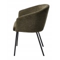 Modern&aacute; čal&uacute;nen&aacute; jed&aacute;lensk&aacute; stolička Idun s opierkami na ruky v olivovej zelenej farbe s čiernou kovovou podstavou 80 cm