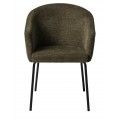 Modern&aacute; čal&uacute;nen&aacute; jed&aacute;lensk&aacute; stolička Idun s opierkami na ruky v olivovej zelenej farbe s čiernou kovovou podstavou 80 cm