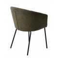 Modern&aacute; čal&uacute;nen&aacute; jed&aacute;lensk&aacute; stolička Idun s opierkami na ruky v olivovej zelenej farbe s čiernou kovovou podstavou 80 cm