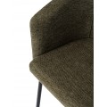 Modern&aacute; čal&uacute;nen&aacute; jed&aacute;lensk&aacute; stolička Idun s opierkami na ruky v olivovej zelenej farbe s čiernou kovovou podstavou 80 cm