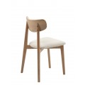 &Scaron;kandin&aacute;vska mas&iacute;vna jed&aacute;lensk&aacute; stolička Signe so svetl&yacute;m hned&yacute;m dubov&yacute;m r&aacute;mom a bielym bukl&eacute; poťahom 81 cm