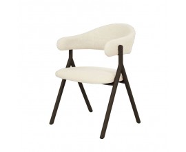 &Scaron;kandin&aacute;vska seversk&aacute; čal&uacute;nen&aacute; jed&aacute;lensk&aacute; stolička Alia s drevenou kon&scaron;trukciou v tmavom čokol&aacute;dovo hnedom dubovom preveden&iacute; so sedadlom a opierkou v tvare U s poťahom s hladk&yacute;m tkan&iacute;m s bielo b&eacute;žov&yacute;m mel&iacute;rovan&yacute;m efektom