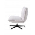 Modern&eacute; &scaron;kandin&aacute;vske biele kreslo Nielsen bez opierok na ruky so ženilkov&yacute;m poťahom a čiernou kovovou nohou 70 cm