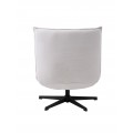 Modern&eacute; &scaron;kandin&aacute;vske biele kreslo Nielsen bez opierok na ruky so ženilkov&yacute;m poťahom a čiernou kovovou nohou 70 cm