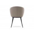 Modern&aacute; kožen&aacute; okr&uacute;hla jed&aacute;lensk&aacute; stolička Gamla s hnedosiv&yacute;m poťahom v odtieni taupe a čiernymi nohami 61 cm