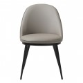 Modern&aacute; industri&aacute;lna jed&aacute;lensk&aacute; stolička Gamla s kožen&yacute;m poťahom v hnedosivom odtieni taupe s čiernymi kovov&yacute;mi nohami 52 cm